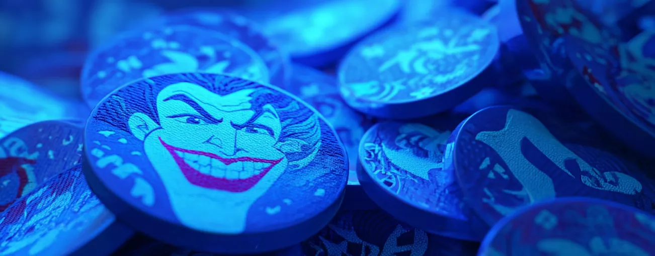 Jokerstar blaue Maskottchen Szene